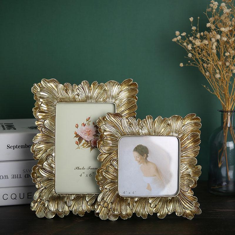 Vintage Floral Leaf Resin Photo Frame – Gold or Silver