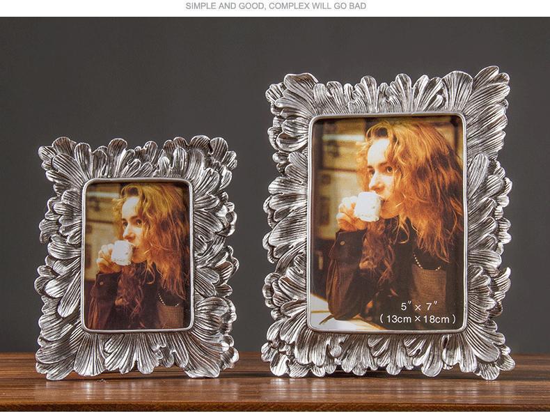 Vintage Floral Leaf Resin Photo Frame – Gold or Silver