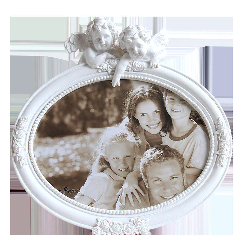 Vintage Cherub Oval Photo Frame – Resin