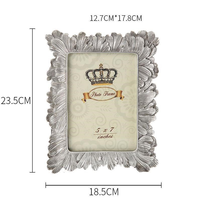 Vintage Floral Leaf Resin Photo Frame – Gold or Silver