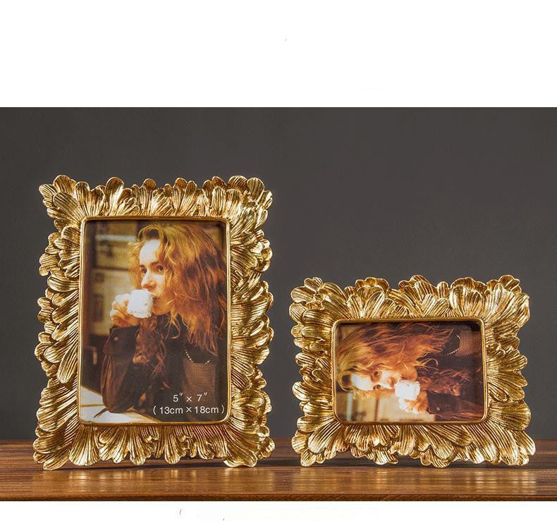Vintage Floral Leaf Resin Photo Frame – Gold or Silver