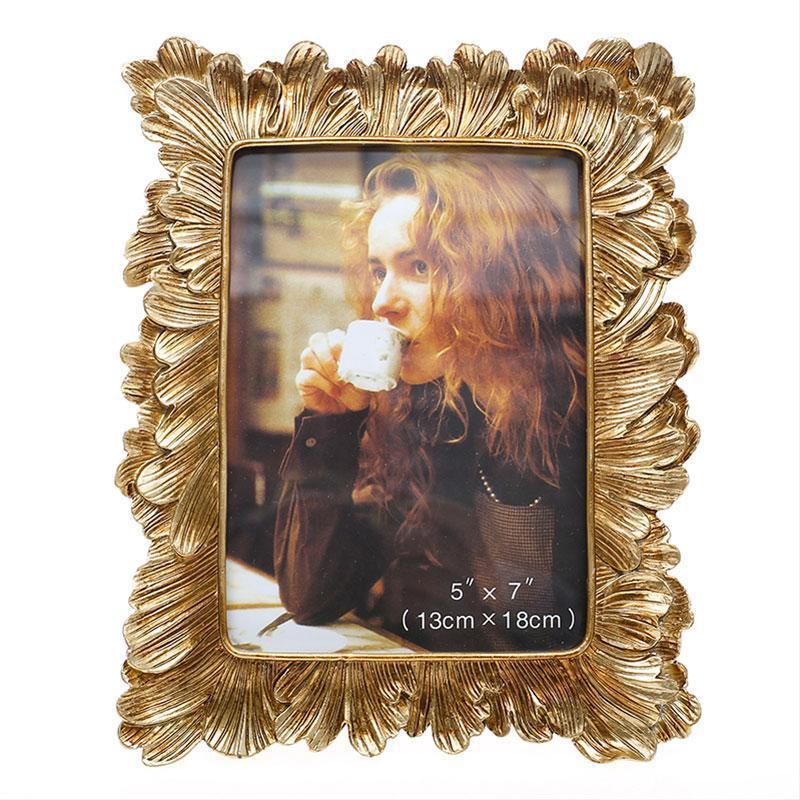 Vintage Floral Leaf Resin Photo Frame – Gold or Silver