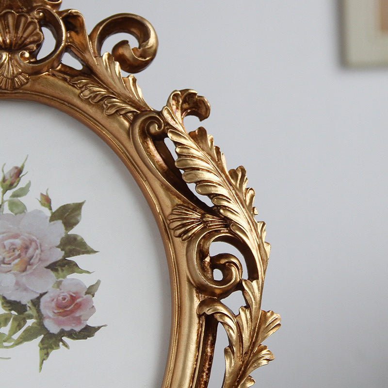 Antique Resin Gold Baroque Oval Photo Frame