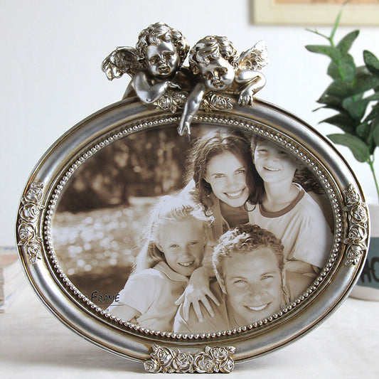 Vintage Cherub Oval Photo Frame – Resin