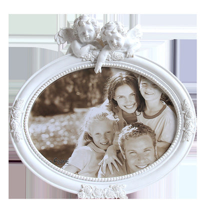 Vintage Cherub Oval Photo Frame – Resin