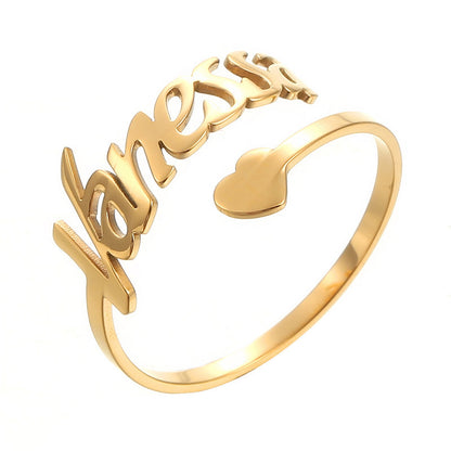 Personalized Name Ring with Heart Accent