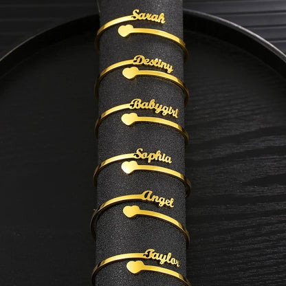 Personalized Name Ring with Heart Accent