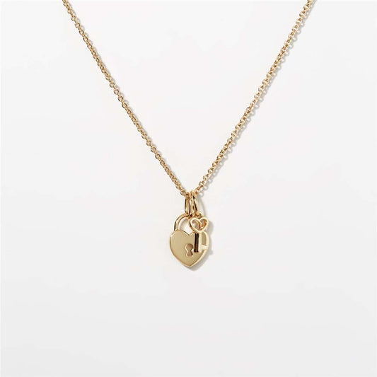 Heart Lock & Key Pendant Necklace – Gold or Silver
