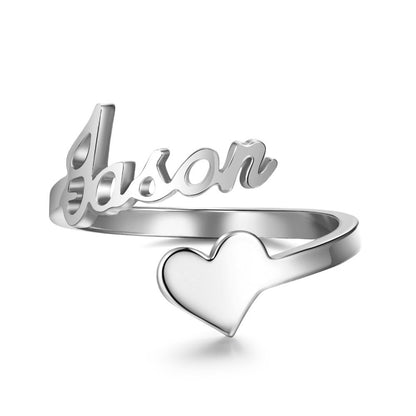 Personalized Name Ring with Heart Accent