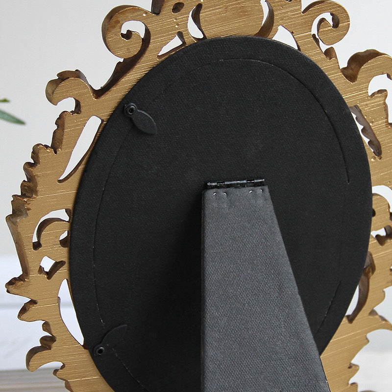 Antique Resin Gold Baroque Oval Photo Frame