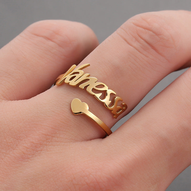 Personalized Name Ring with Heart Accent