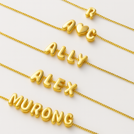 Personalized Bubble Letter Name Necklace S925