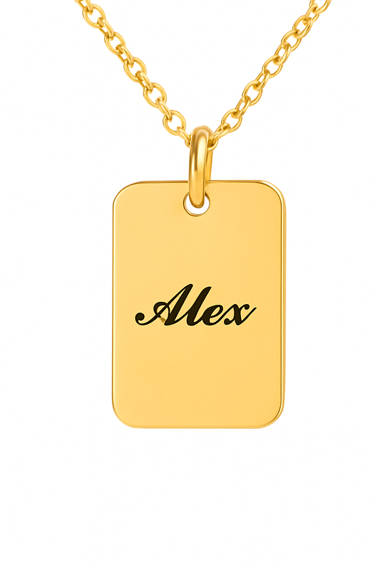 Personalized Gold Name Tag Necklace