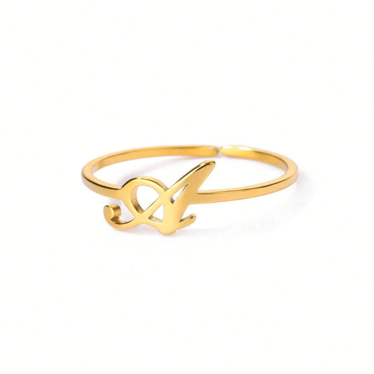 Letter Gold Adjustable Ring For Women