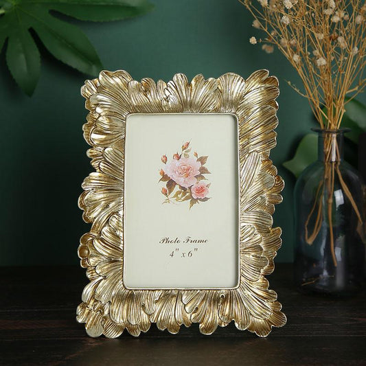 Vintage Floral Leaf Resin Photo Frame – Gold or Silver